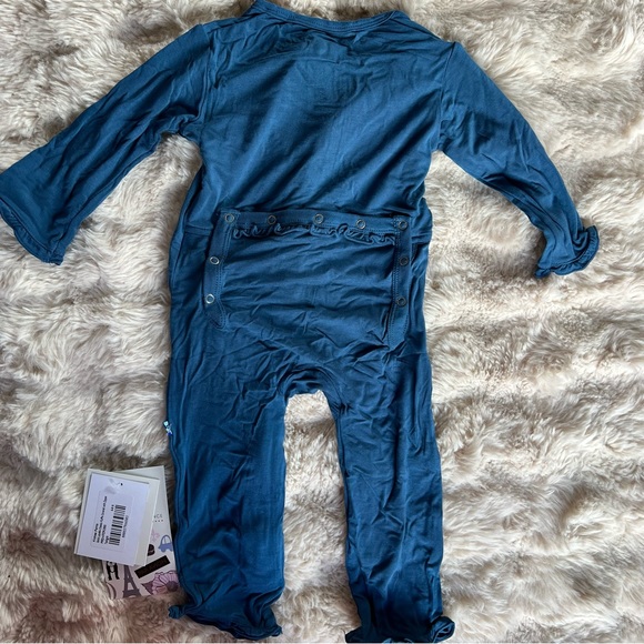 KicKee Pants Muffin Ruffle Coverall with Snaps in Twilight - Picture 4 of 7